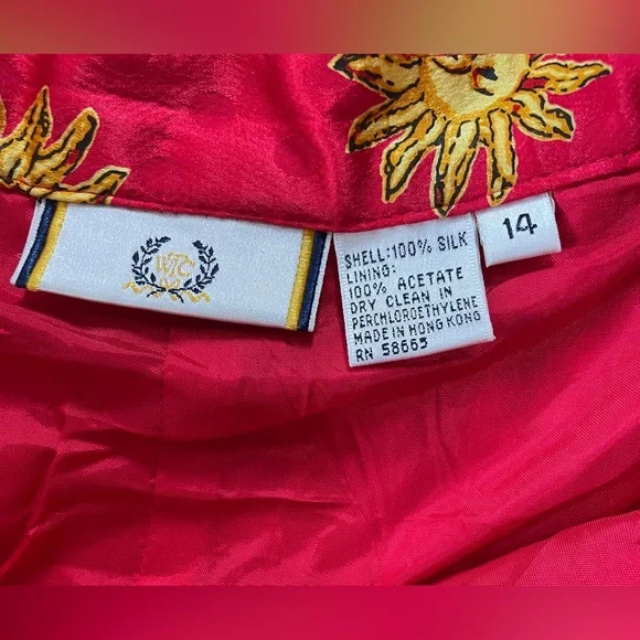 🌞 Vintage 100% Silk Celestial Sun & Moon Maxi Skirt | Lined | Size 14 - Picture 4 of 4